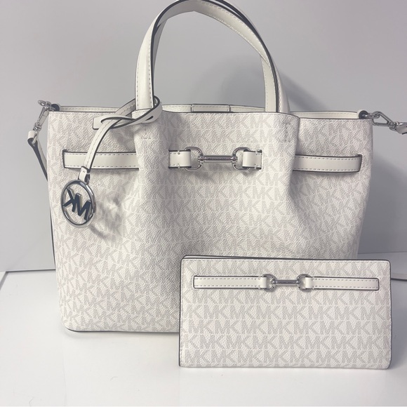 Michael Kors Carson Satchel and Wallet Set Optic White - Picture 1 of 10